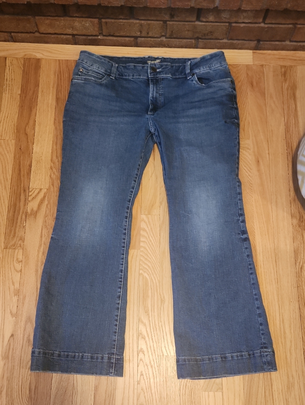 Wrangler 19x32 Wide Leg Denim Jeans Stretchy Contrast Stitching Cowgirl Western